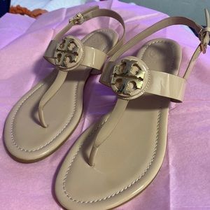 Tory Burch Nude Gold Gloss Sandals